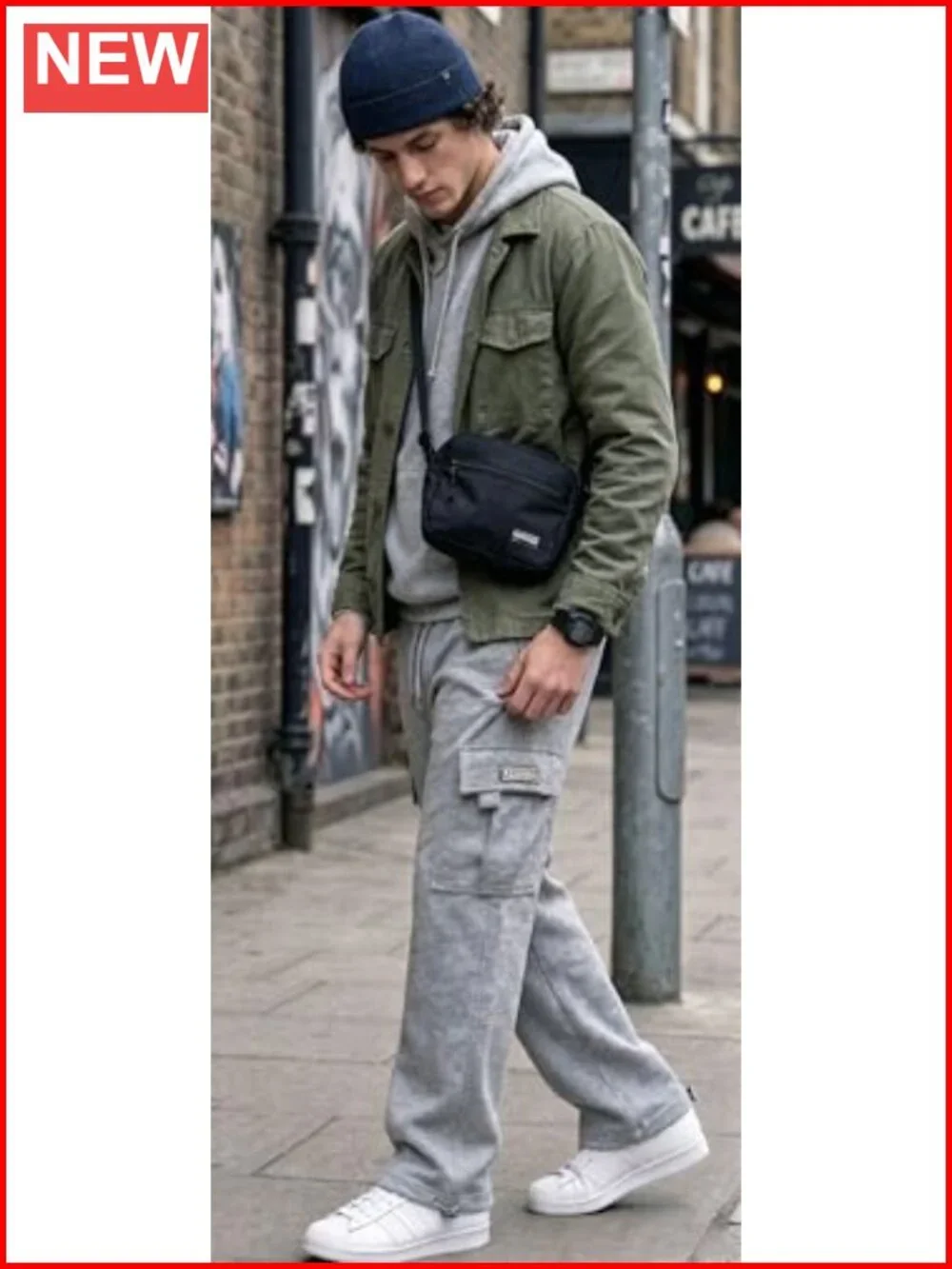 Cargo Sweatpants with Drawstring Athletic Joggers Cotton Polyester